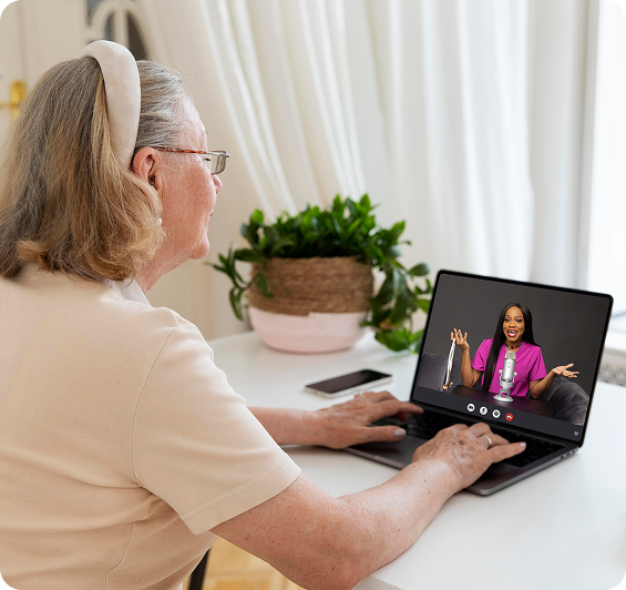 Woman having telehealth consultation